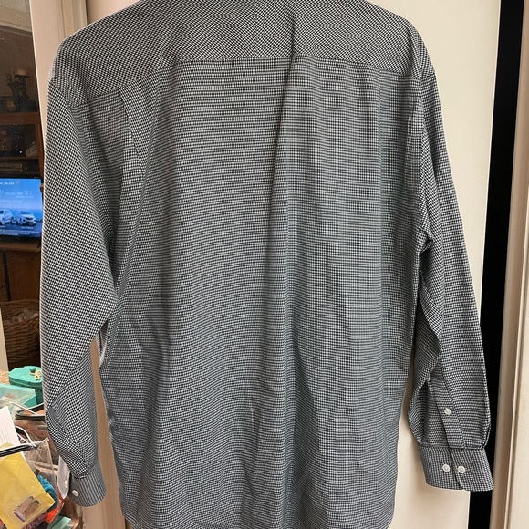 Mens HW New York houndstooth Shirt heavier weight cotton black white size 17 LG - Picture 9 of 11